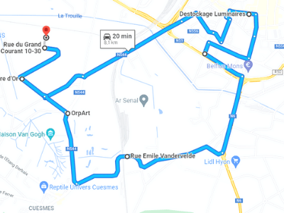 Parcours Itinéraire n°2 — Centre GOCA Cuesmes