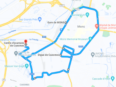 Parcours Itinéraire n°3 — Centre GOCA Cuesmes