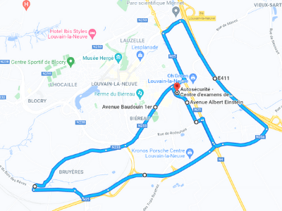 Parcours Itinéraire n°3 — Centre GOCA Louvain-la-Neuve